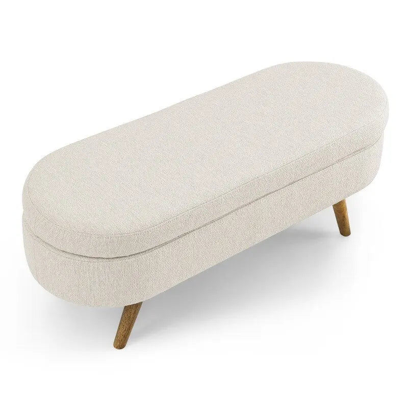 Banc de rangement capitonné moderne avec pieds en bois massif, Repose-pieds d'entrée, Banc de bout de lit, Pouf de coiffeuse