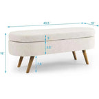 Banc de rangement capitonné moderne avec pieds en bois massif, Repose-pieds d'entrée, Banc de bout de lit, Pouf de coiffeuse