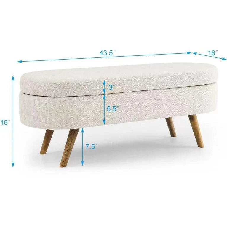 Banc de rangement capitonné moderne avec pieds en bois massif, Repose-pieds d'entrée, Banc de bout de lit, Pouf de coiffeuse