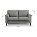 Ensemble Canapé et Causeuse en Cuir Transitionnel Bleu Spa / Gris Argent / Blanc Vanille, 2+3 Places