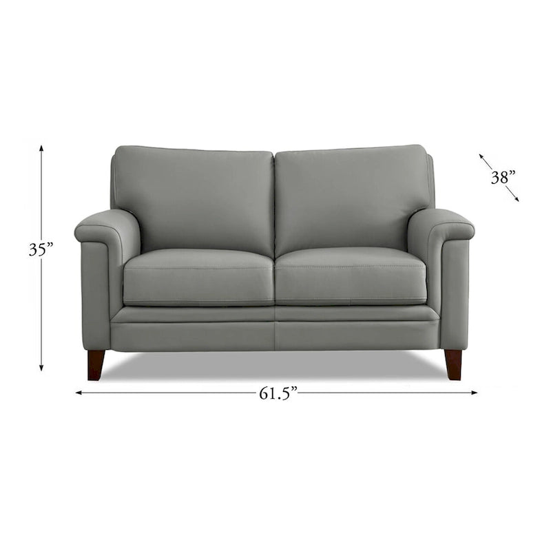 Ensemble Canapé et Causeuse en Cuir Transitionnel Bleu Spa / Gris Argent / Blanc Vanille, 2+3 Places