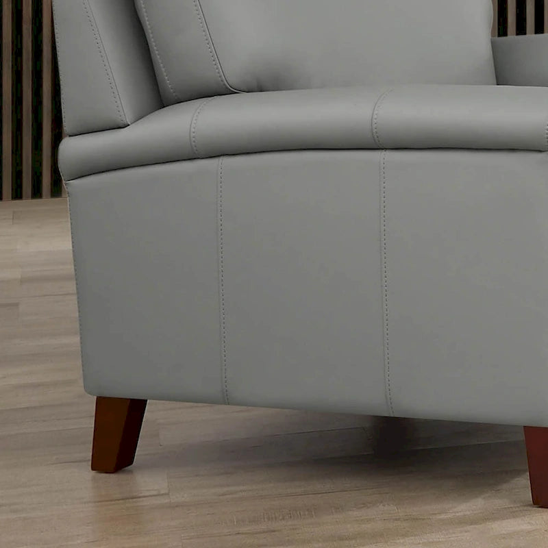 Ensemble Canapé et Causeuse en Cuir Transitionnel Bleu Spa / Gris Argent / Blanc Vanille, 2+3 Places
