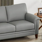 Ensemble Canapé et Causeuse en Cuir Transitionnel Bleu Spa / Gris Argent / Blanc Vanille, 2+3 Places