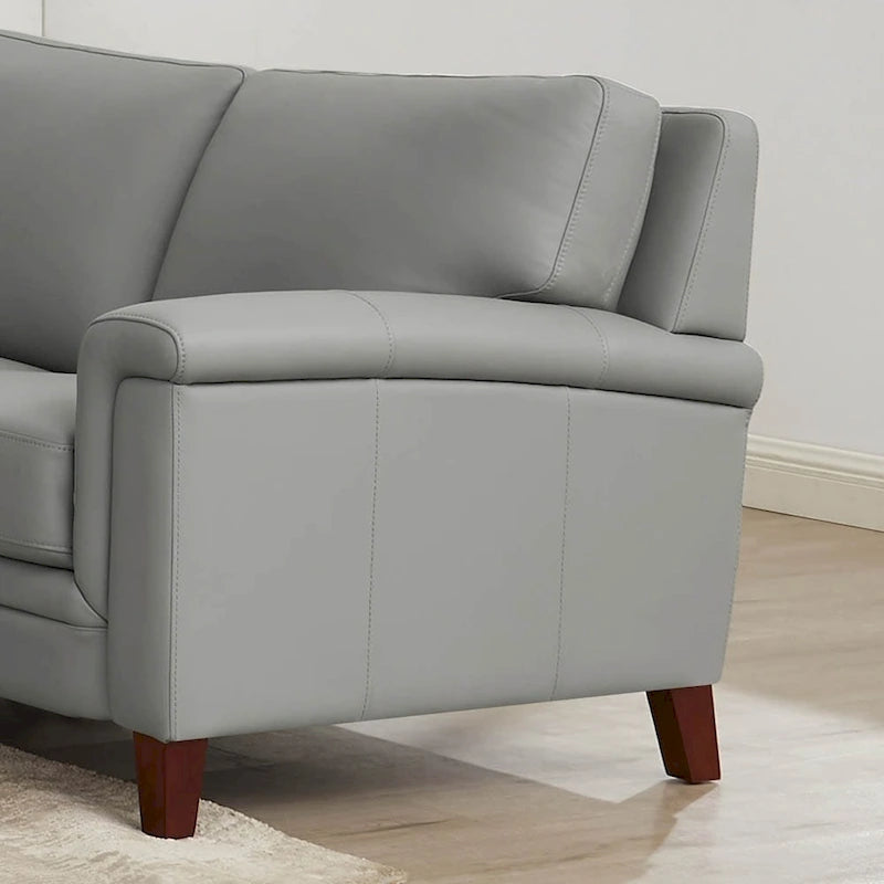 Ensemble Canapé et Causeuse en Cuir Transitionnel Bleu Spa / Gris Argent / Blanc Vanille, 2+3 Places