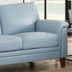 Ensemble Canapé et Causeuse en Cuir Transitionnel Bleu Spa / Gris Argent / Blanc Vanille, 2+3 Places