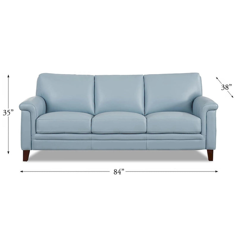 Ensemble Canapé et Causeuse en Cuir Transitionnel Bleu Spa / Gris Argent / Blanc Vanille, 2+3 Places