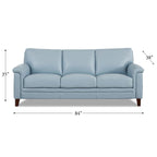 Ensemble Canapé et Causeuse en Cuir Transitionnel Bleu Spa / Gris Argent / Blanc Vanille, 2+3 Places