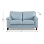 Ensemble Canapé et Causeuse en Cuir Transitionnel Bleu Spa / Gris Argent / Blanc Vanille, 2+3 Places
