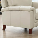 Ensemble Canapé et Causeuse en Cuir Transitionnel Bleu Spa / Gris Argent / Blanc Vanille, 2+3 Places