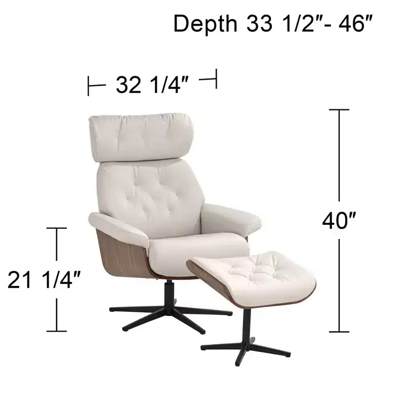 Fauteuil inclinable et ottoman pivotants réglables BenchMaster Melia Eggshell