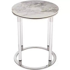 Table d'appoint ronde Studio 55D Tamara 18 1/4" de large, en pierre et chrome