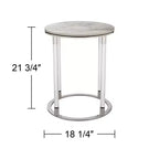 Table d'appoint ronde Studio 55D Tamara 18 1/4" de large, en pierre et chrome