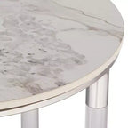 Table d'appoint ronde Studio 55D Tamara 18 1/4" de large, en pierre et chrome