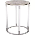 Table d'appoint ronde Studio 55D Tamara 18 1/4" de large, en pierre et chrome