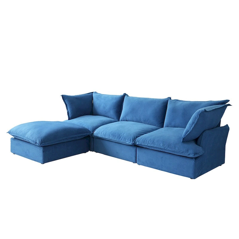 Canapé modulable en forme de L, 3 places, vert/orange/bleu/rouge, avec méridienne réversible