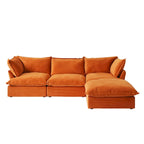 Canapé modulable en forme de L, 3 places, vert/orange/bleu/rouge, avec méridienne réversible