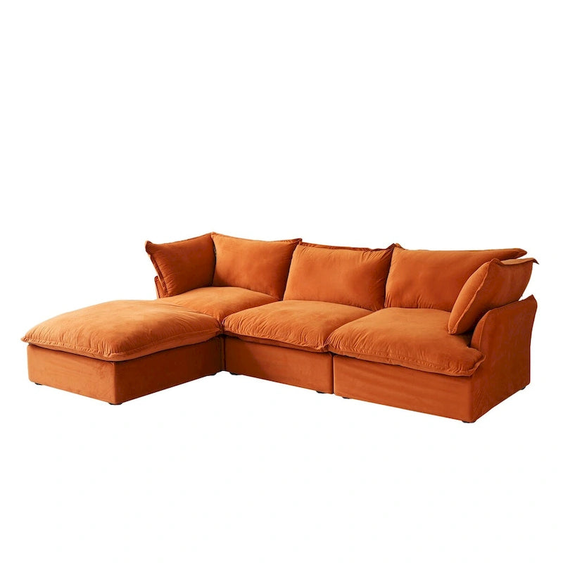 Canapé modulable en forme de L, 3 places, vert/orange/bleu/rouge, avec méridienne réversible