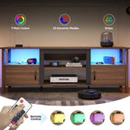 Meuble TV de ferme pour téléviseur de 70 pouces avec lumière LED, meuble console TV de 63 pouces avec rangement multimédia