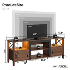 Meuble TV de ferme pour téléviseur de 70 pouces avec lumière LED, meuble console TV de 63 pouces avec rangement multimédia