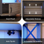 Meuble TV de ferme pour téléviseur de 70 pouces avec lumière LED, meuble console TV de 63 pouces avec rangement multimédia