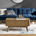 Table basse relevable avec rangement, panneaux cannelés, style Art déco – 1 personne