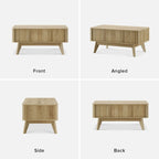 Table basse relevable avec rangement, panneaux cannelés, style Art déco – 1 personne