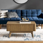 Table basse relevable avec rangement, panneaux cannelés, style Art déco – 1 personne