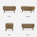 Table basse relevable avec rangement, panneaux cannelés, style Art déco – 1 personne