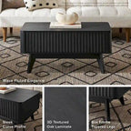 Table basse relevable avec rangement, panneaux cannelés, style Art déco – 1 personne
