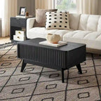 Table basse relevable avec rangement, panneaux cannelés, style Art déco – 1 personne