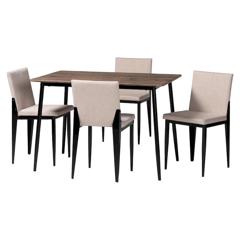 Ensemble de salle à manger 5 pièces en tissu et métal Bishop Industrial