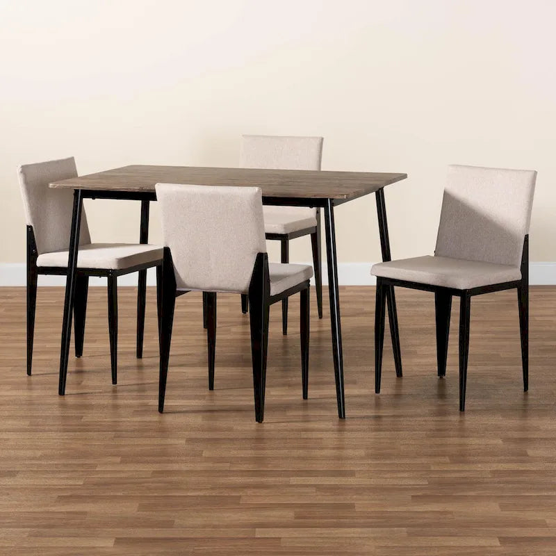 Ensemble de salle à manger 5 pièces en tissu et métal Bishop Industrial