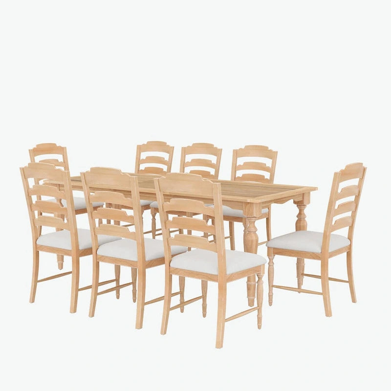 Ensemble de salle à manger extensible 9 pièces avec rallonge amovible et 8 chaises de salle à manger rembourrées