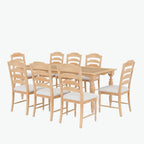 Ensemble de salle à manger extensible 9 pièces avec rallonge amovible et 8 chaises de salle à manger rembourrées