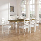 Ensemble de salle à manger extensible 9 pièces avec rallonge amovible et 8 chaises de salle à manger rembourrées