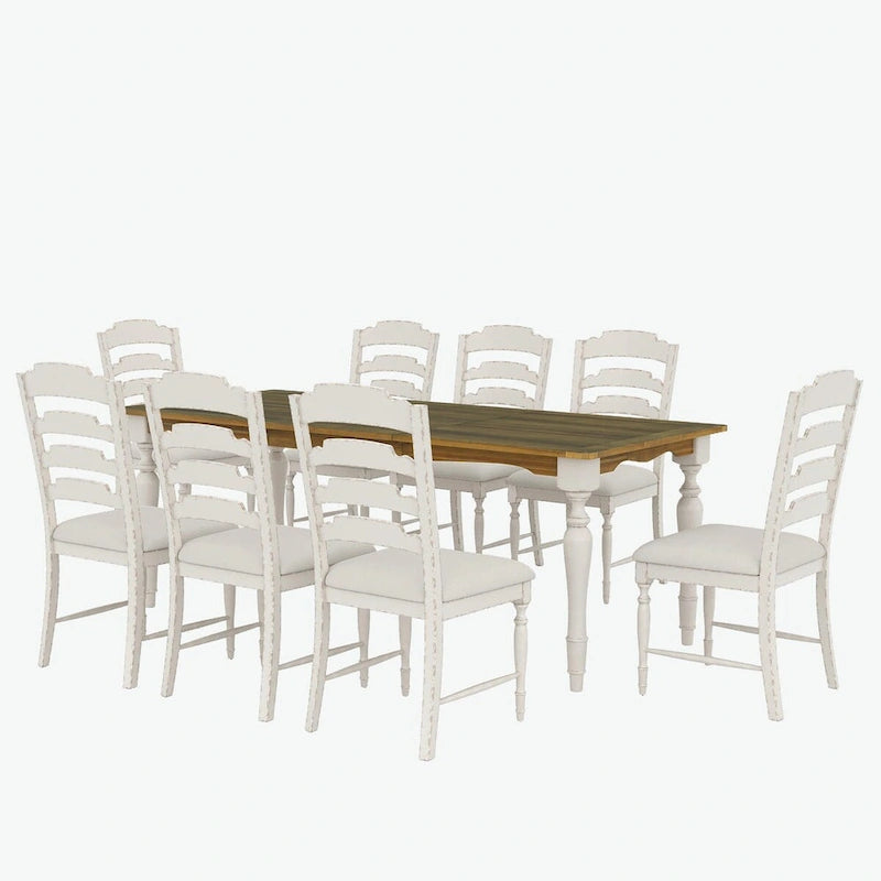 Ensemble de salle à manger extensible 9 pièces avec rallonge amovible et 8 chaises de salle à manger rembourrées