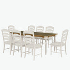 Ensemble de salle à manger extensible 9 pièces avec rallonge amovible et 8 chaises de salle à manger rembourrées