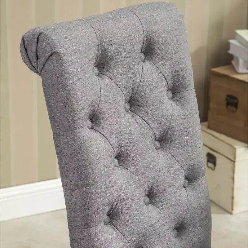 Chaise de salle à manger Parsons capitonnée en bois massif Roundhill Furniture Habit, grise, lot de 2
