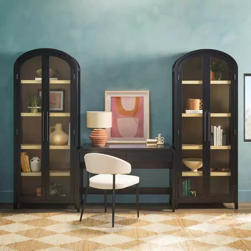 Bureau moderne Saracina Home 3 pièces cascade avec 2 bibliothèques hautes en verre
