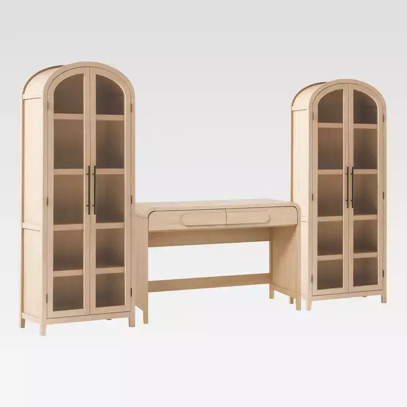 Bureau moderne Saracina Home 3 pièces cascade avec 2 bibliothèques hautes en verre