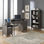 Bureau avec huche Chêne doré / Chêne fumé – Style moderne, 1 personne