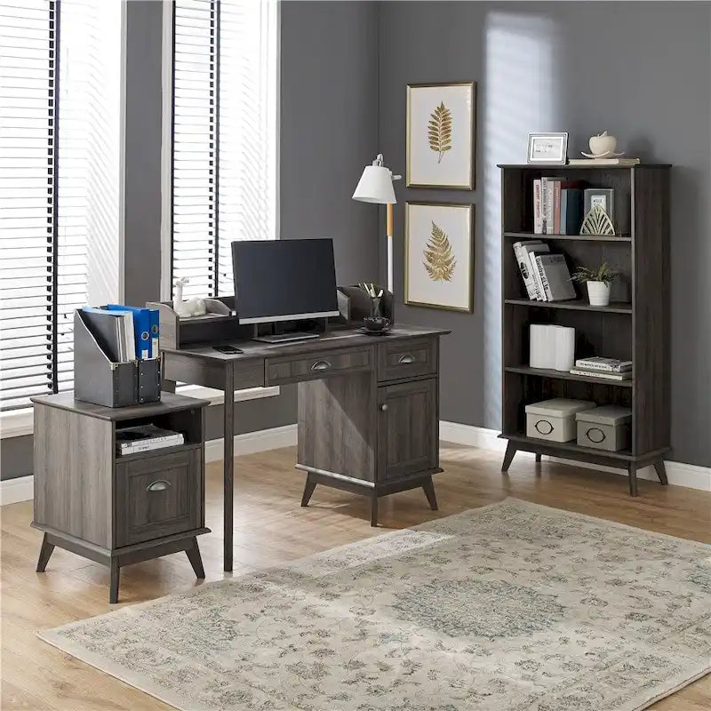 Bureau avec huche Chêne doré / Chêne fumé – Style moderne, 1 personne