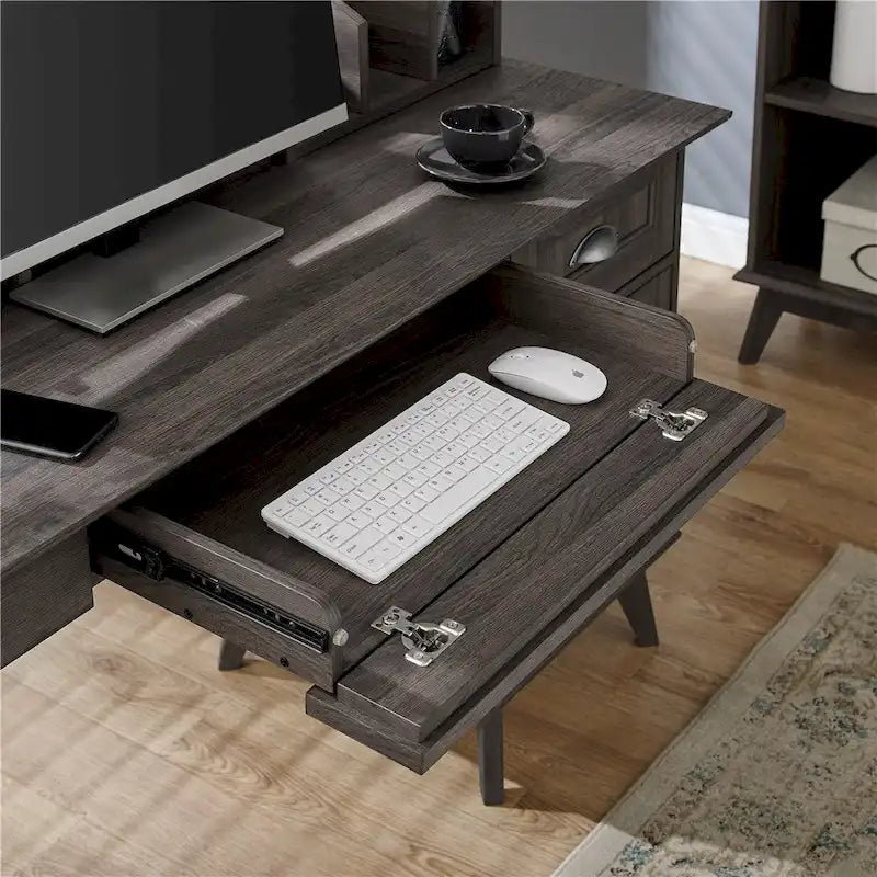 Bureau avec huche Chêne doré / Chêne fumé – Style moderne, 1 personne