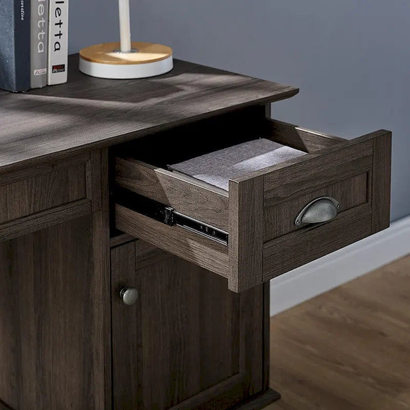 Bureau avec huche Chêne doré / Chêne fumé – Style moderne, 1 personne