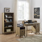 Bureau avec huche Chêne doré / Chêne fumé – Style moderne, 1 personne