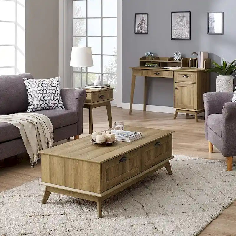 Bureau avec huche Chêne doré / Chêne fumé – Style moderne, 1 personne