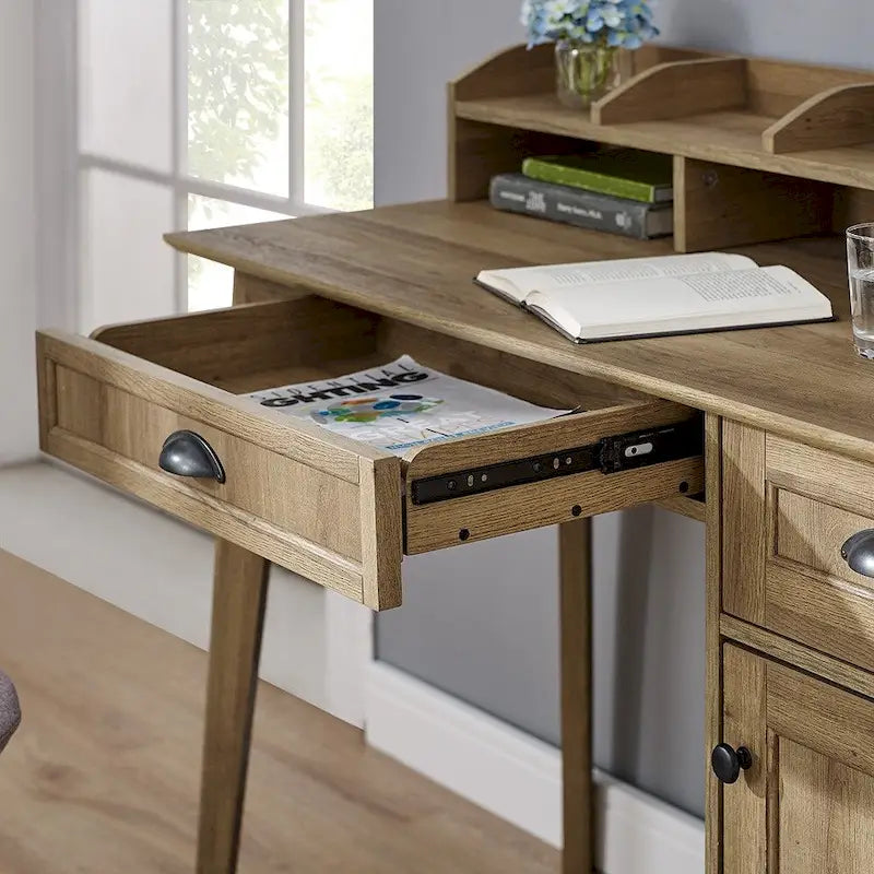 Bureau avec huche Chêne doré / Chêne fumé – Style moderne, 1 personne