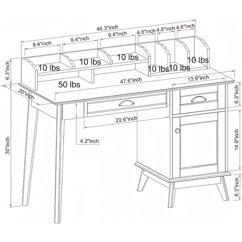 Bureau avec huche Chêne doré / Chêne fumé – Style moderne, 1 personne