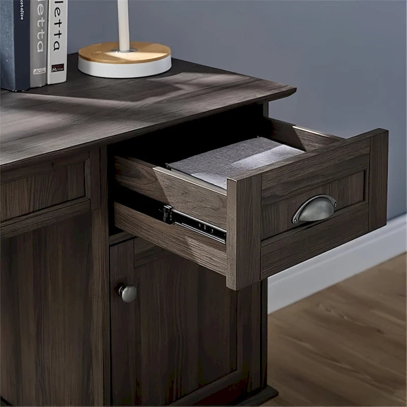 Bureau avec huche Chêne doré / Chêne fumé – Style moderne, 1 personne