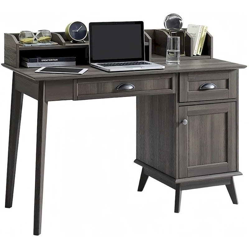 Bureau avec huche Chêne doré / Chêne fumé – Style moderne, 1 personne